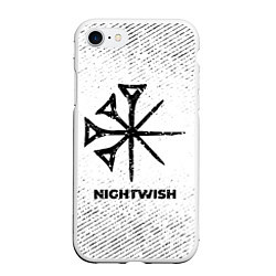 Чехол iPhone 7/8 матовый Nightwish с потертостями на светлом фоне, цвет: 3D-белый