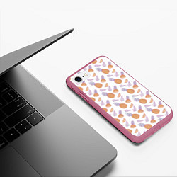 Чехол iPhone 7/8 матовый Ананасы паттерн, цвет: 3D-малиновый — фото 2