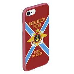 Чехол iPhone 7/8 матовый Морская Пехота России - герб, цвет: 3D-малиновый — фото 2