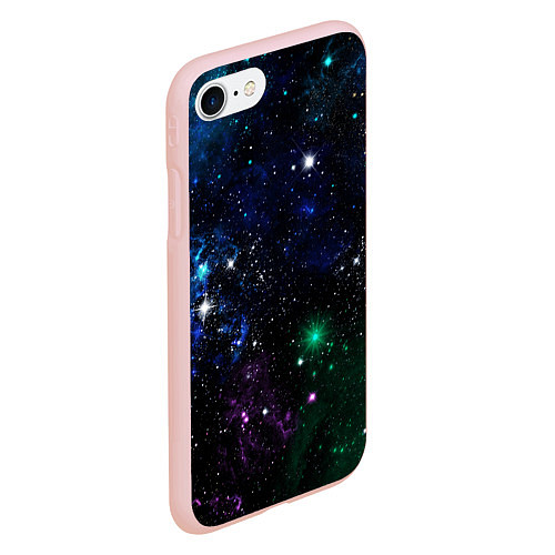 Чехол iPhone 7/8 матовый Космос Звёздное небо / 3D-Светло-розовый – фото 2