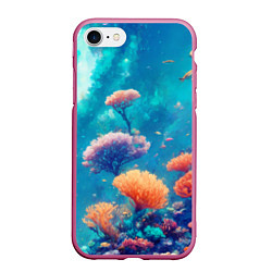 Чехол iPhone 7/8 матовый Океанские глубины, цвет: 3D-малиновый