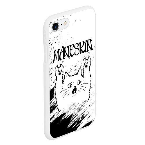 Чехол iPhone 7/8 матовый Maneskin рок кот на светлом фоне / 3D-Белый – фото 2