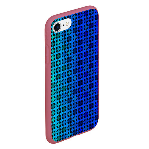 Чехол iPhone 7/8 матовый Сине-зеленый геометрический узор / 3D-Малиновый – фото 2