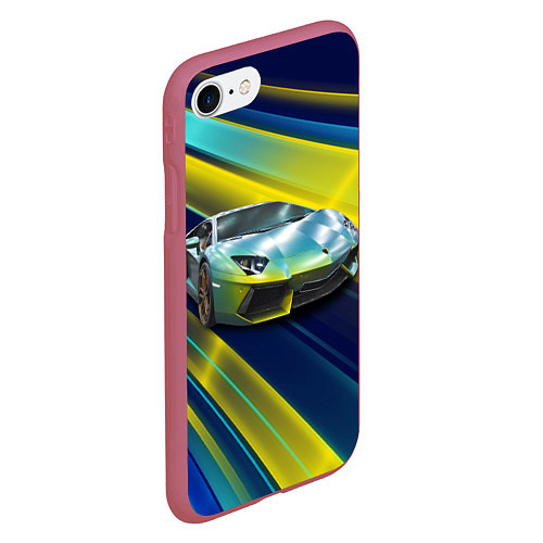 Чехол iPhone 7/8 матовый Суперкар Lamborghini Reventon / 3D-Малиновый – фото 2