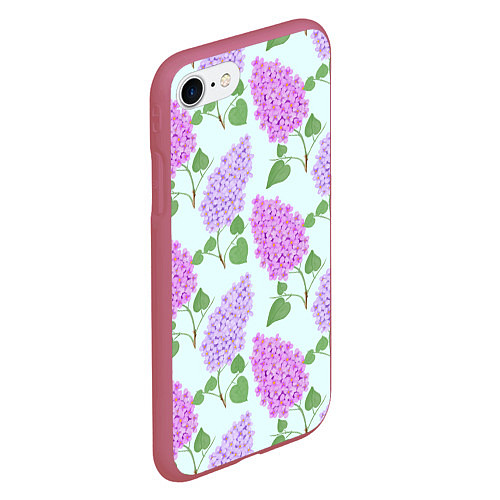 Чехол iPhone 7/8 матовый Лиловая и розовая сирень / 3D-Малиновый – фото 2