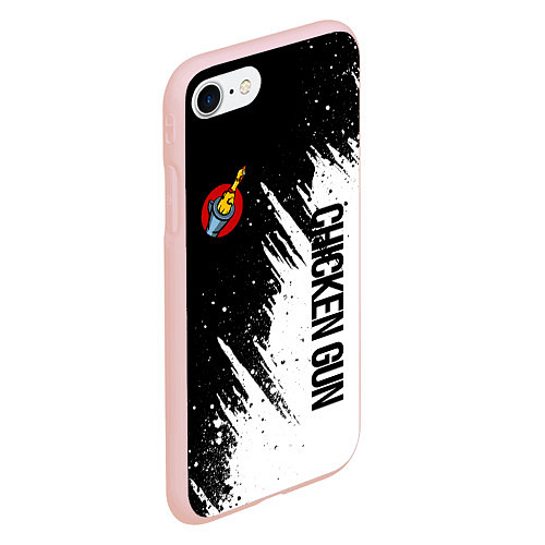 Чехол iPhone 7/8 матовый Chicken gun - белая краска / 3D-Светло-розовый – фото 2