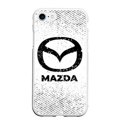 Чехол iPhone 7/8 матовый Mazda с потертостями на светлом фоне, цвет: 3D-белый