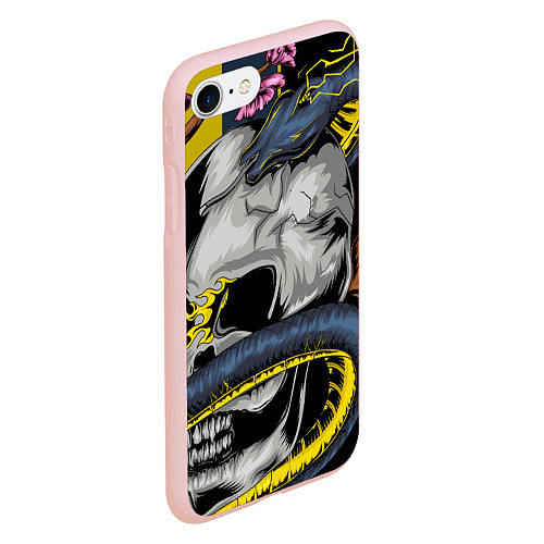 Чехол iPhone 7/8 матовый Череп и змей / 3D-Светло-розовый – фото 2