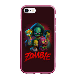 Чехол iPhone 7/8 матовый Симпсоны зомби, цвет: 3D-малиновый