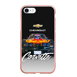 Чехол iPhone 7/8 матовый Американская маслкар 70-х годов Chevrolet Corvette, цвет: 3D-светло-розовый