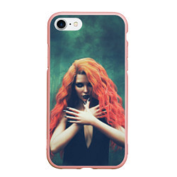Чехол iPhone 7/8 матовый Рыжая ведьма колдует в лесу, цвет: 3D-светло-розовый