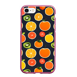 Чехол iPhone 7/8 матовый Фрукты и ягоды, цвет: 3D-малиновый