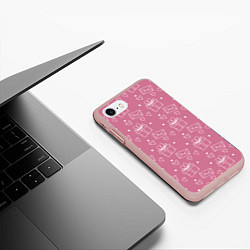 Чехол iPhone 7/8 матовый Влюбленным паттерн, цвет: 3D-светло-розовый — фото 2