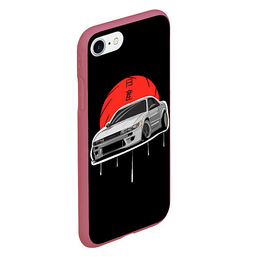 Чехол iPhone 7/8 матовый Nissan Silvia S14 - Japan style / 3D-Малиновый – фото 2