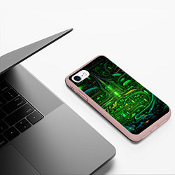 Чехол iPhone 7/8 матовый Психоделика в зеленом - нейронная сеть, цвет: 3D-светло-розовый — фото 2