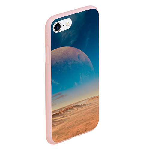 Чехол iPhone 7/8 матовый Пустыня и очертания планеты / 3D-Светло-розовый – фото 2