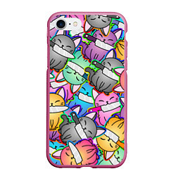 Чехол iPhone 7/8 матовый Перенаселение котиков, цвет: 3D-малиновый