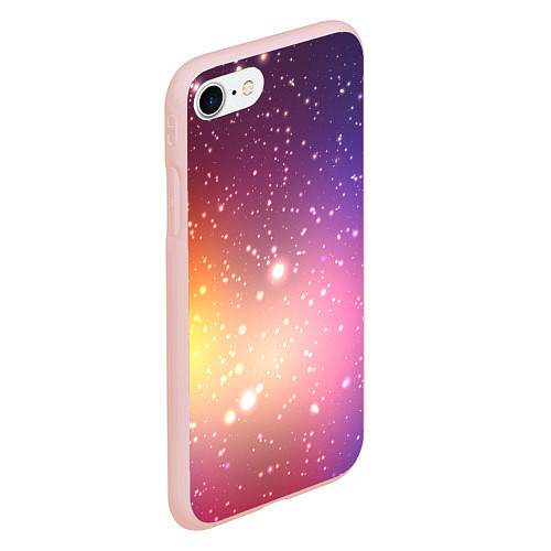Чехол iPhone 7/8 матовый Желто фиолетовое свечение и звезды / 3D-Светло-розовый – фото 2