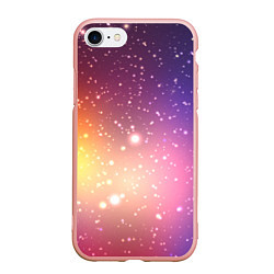 Чехол iPhone 7/8 матовый Желто фиолетовое свечение и звезды