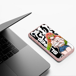 Чехол iPhone 7/8 матовый Мацури - клинок - языки пламени, цвет: 3D-светло-розовый — фото 2