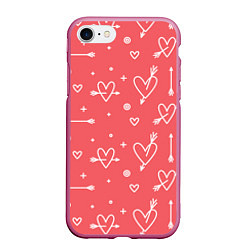 Чехол iPhone 7/8 матовый Love is love, цвет: 3D-малиновый