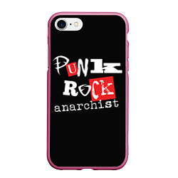 Чехол iPhone 7/8 матовый Панк-рок анархист, цвет: 3D-малиновый