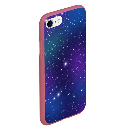 Чехол iPhone 7/8 матовый Фиолетовая розовая звездная туманность в космосе / 3D-Малиновый – фото 2