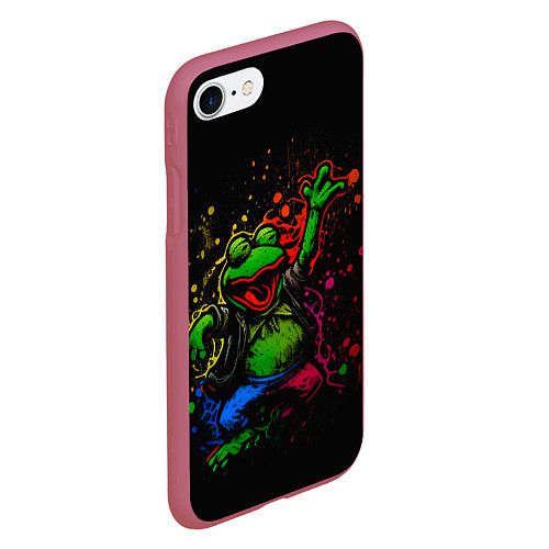 Чехол iPhone 7/8 матовый Лягушонок Пепе веселится с граффити / 3D-Малиновый – фото 2