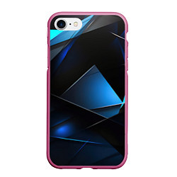 Чехол iPhone 7/8 матовый Blue black texture, цвет: 3D-малиновый