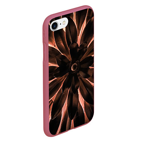 Чехол iPhone 7/8 матовый Тёмный цветочный паттерн / 3D-Малиновый – фото 2