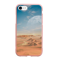 Чехол iPhone 7/8 матовый Пустынная планета и спутник, цвет: 3D-светло-розовый