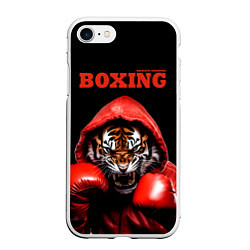 Чехол iPhone 7/8 матовый Boxing tiger, цвет: 3D-белый