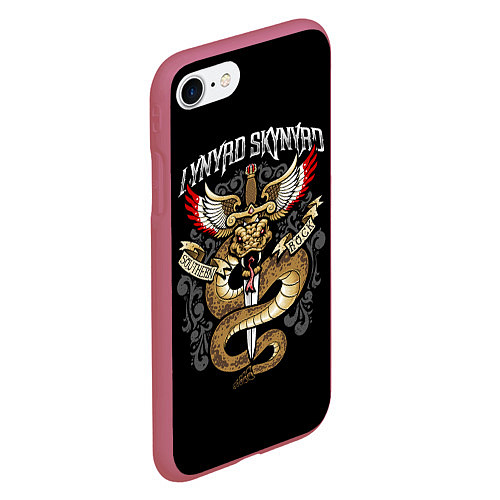 Чехол iPhone 7/8 матовый Lynyrd Skynyrd - южный рок / 3D-Малиновый – фото 2