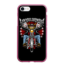 Чехол iPhone 7/8 матовый Lynyrd Skynyrd - байкер, цвет: 3D-малиновый