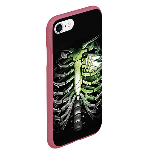 Чехол iPhone 7/8 матовый Кошелек под сердцем / 3D-Малиновый – фото 2