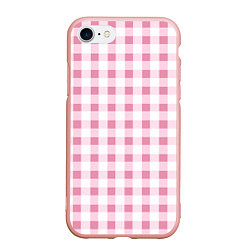 Чехол iPhone 7/8 матовый Барби-розовый: клетка, цвет: 3D-светло-розовый