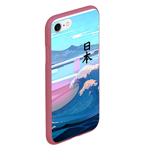 Чехол iPhone 7/8 матовый Japan - landscape - waves / 3D-Малиновый – фото 2