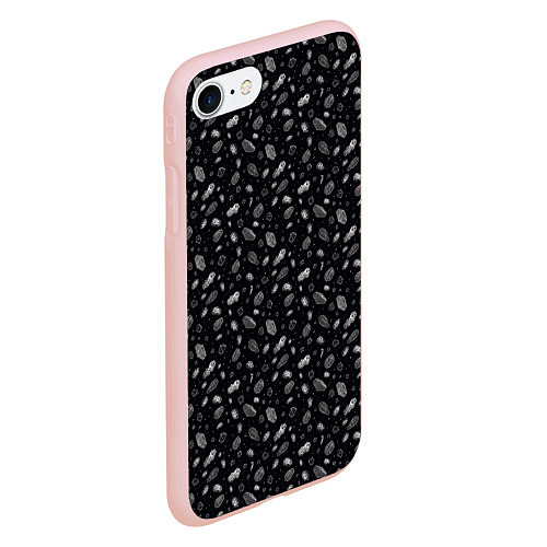 Чехол iPhone 7/8 матовый Метеориты в космосе / 3D-Светло-розовый – фото 2