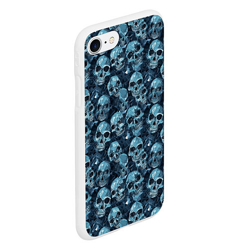 Чехол iPhone 7/8 матовый Синие черепа / 3D-Белый – фото 2