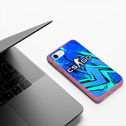 Чехол iPhone 7/8 матовый Кс го - синие буйство красок, цвет: 3D-малиновый — фото 2