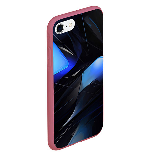 Чехол iPhone 7/8 матовый Black blue elements / 3D-Малиновый – фото 2