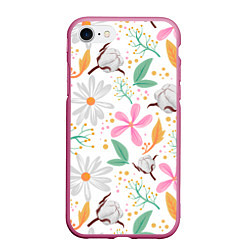 Чехол iPhone 7/8 матовый Spring flowers, цвет: 3D-малиновый