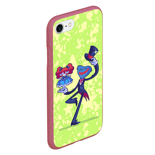Чехол iPhone 7/8 матовый Huggy Wuggy and Poppy Playtime / 3D-Малиновый – фото 2
