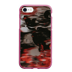 Чехол iPhone 7/8 матовый Чёрные и красные волны