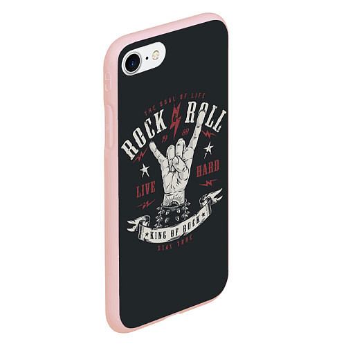 Чехол iPhone 7/8 матовый Rock and roll - жест козы / 3D-Светло-розовый – фото 2