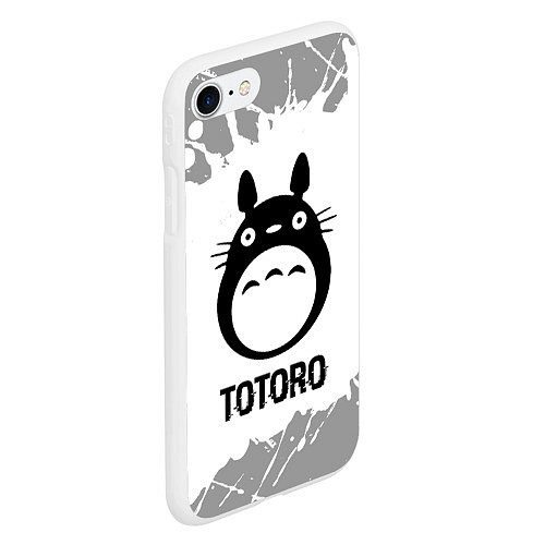 Чехол iPhone 7/8 матовый Totoro glitch на светлом фоне / 3D-Белый – фото 2