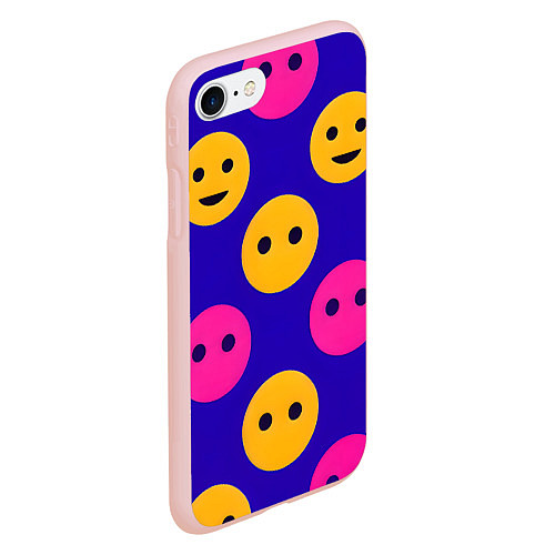 Чехол iPhone 7/8 матовый Паттерн смайлики / 3D-Светло-розовый – фото 2