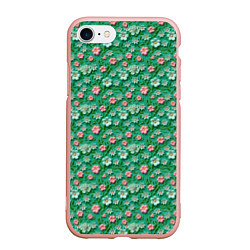 Чехол iPhone 7/8 матовый Объемные цветочки, цвет: 3D-светло-розовый
