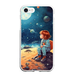 Чехол iPhone 7/8 матовый Космическая путешественница: арт нейросети, цвет: 3D-белый