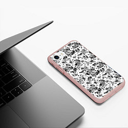 Чехол iPhone 7/8 матовый Черно серый кофетти на белом фоне, цвет: 3D-светло-розовый — фото 2